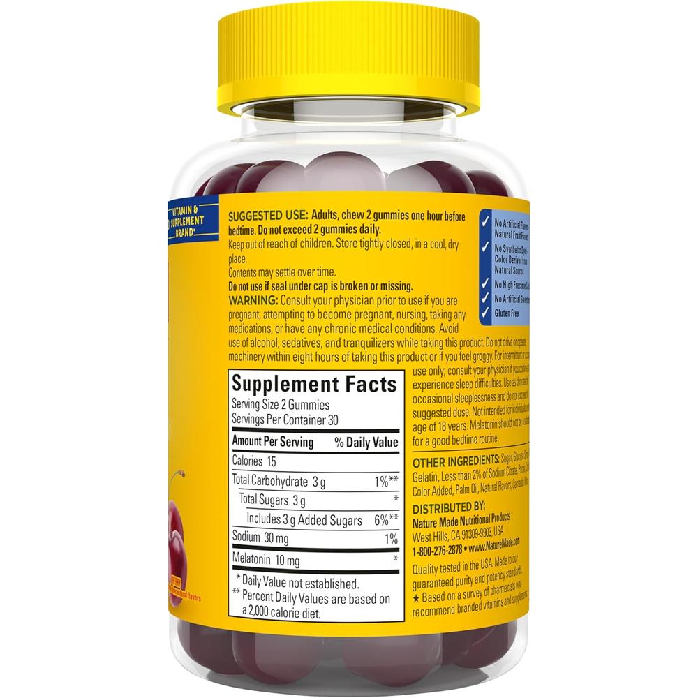 NATURE MADE MELATONINA LIBERACIÓN PROLONGADA 10 MG | 60 UND - 8