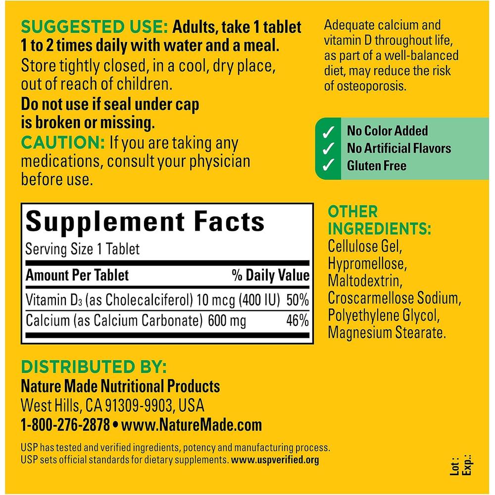 NATURE MADE CALCIO 600 MG + VITAMINA D3 | 220 UND - 5
