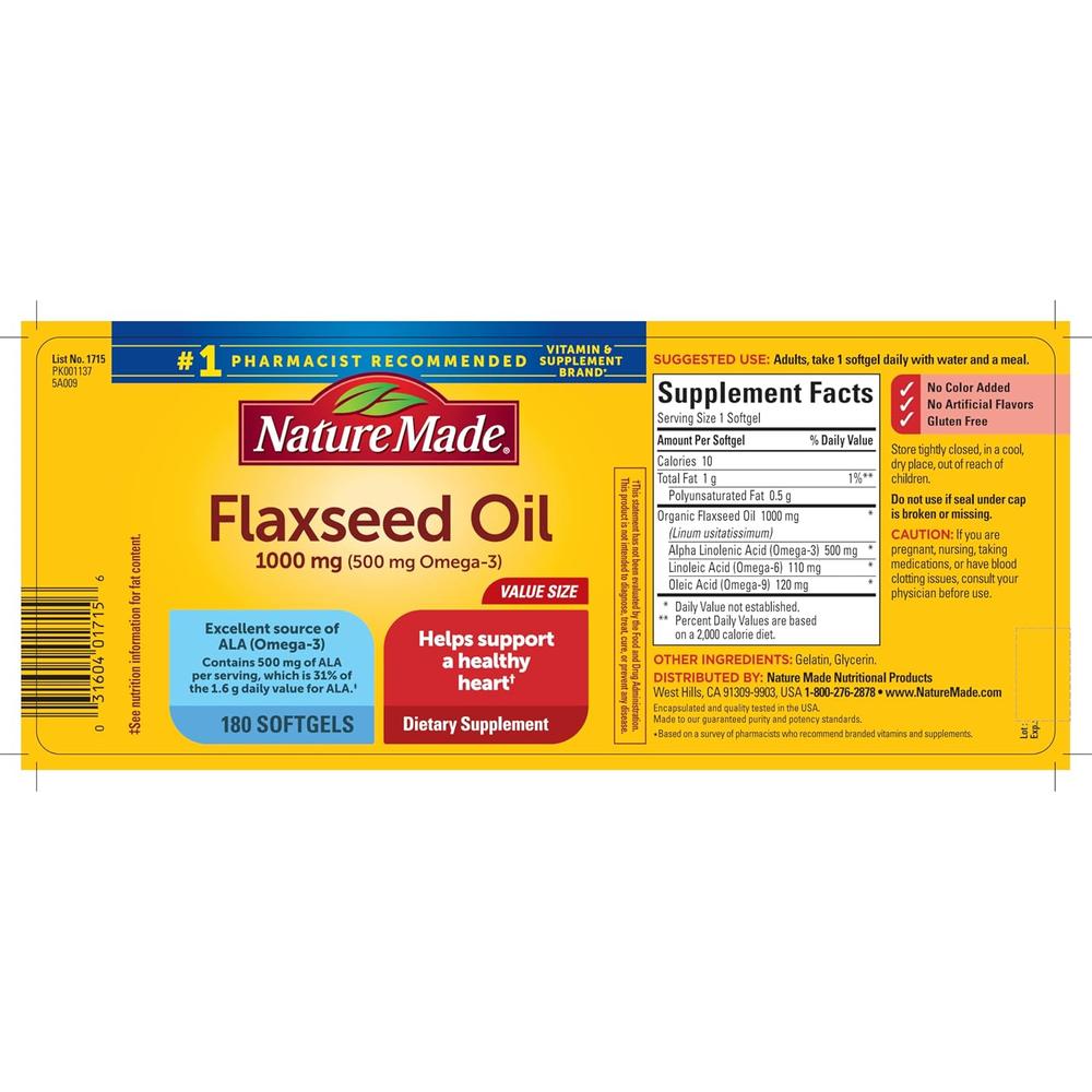 NATURE MADE ACEITE DE LINAZA 1000 MG | 180 UND - 6