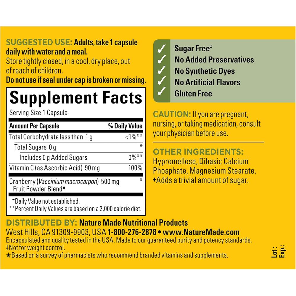 NATURE MADE ARÁNDANO 500 MG + VITAMINA C | 60 UND - 7