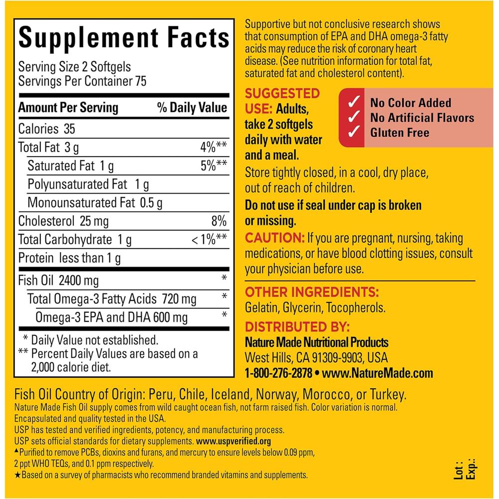 NATURE MADE OMEGA 3 FISH OIL 1200 MG | 150 UND - 6