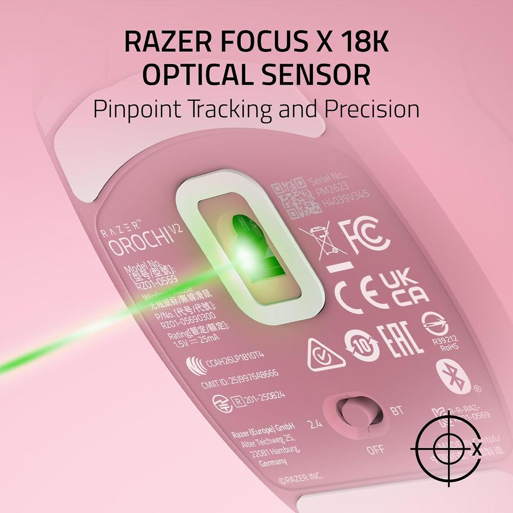 MOUSE GAMER INALÁMBRICO RAZER OROCHI V2 QUARTZ| ROSADA - 6