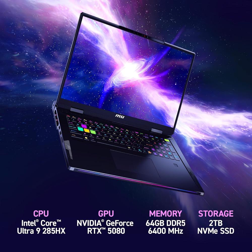 LAPTOP MSI RAIDER 18 HX AI 18″ INTEL ULTRA 9 RTX 5080 64GB 4TB | NEGRO - 2