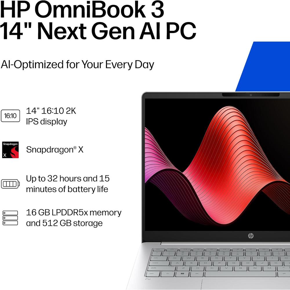 LAPTOP HP OMNIBOOK 3 14″ SNAPDRAGON X 16GB 512GB | PLATA GLACIAR - 2