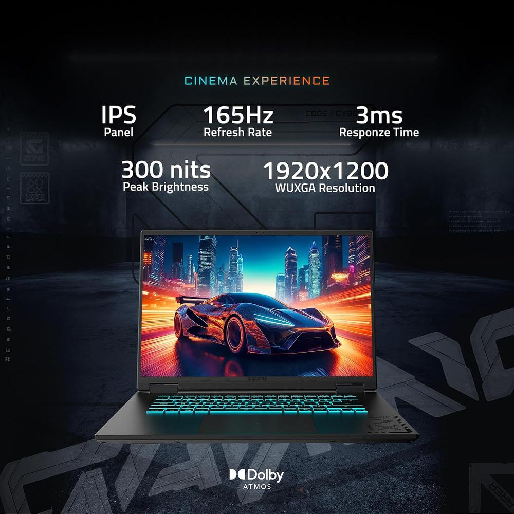 LAPTOP GIGABYTE GAMING A16 16″ INTEL CORE I7 RTX 5070 32GB 1TB | NEGRO - 5
