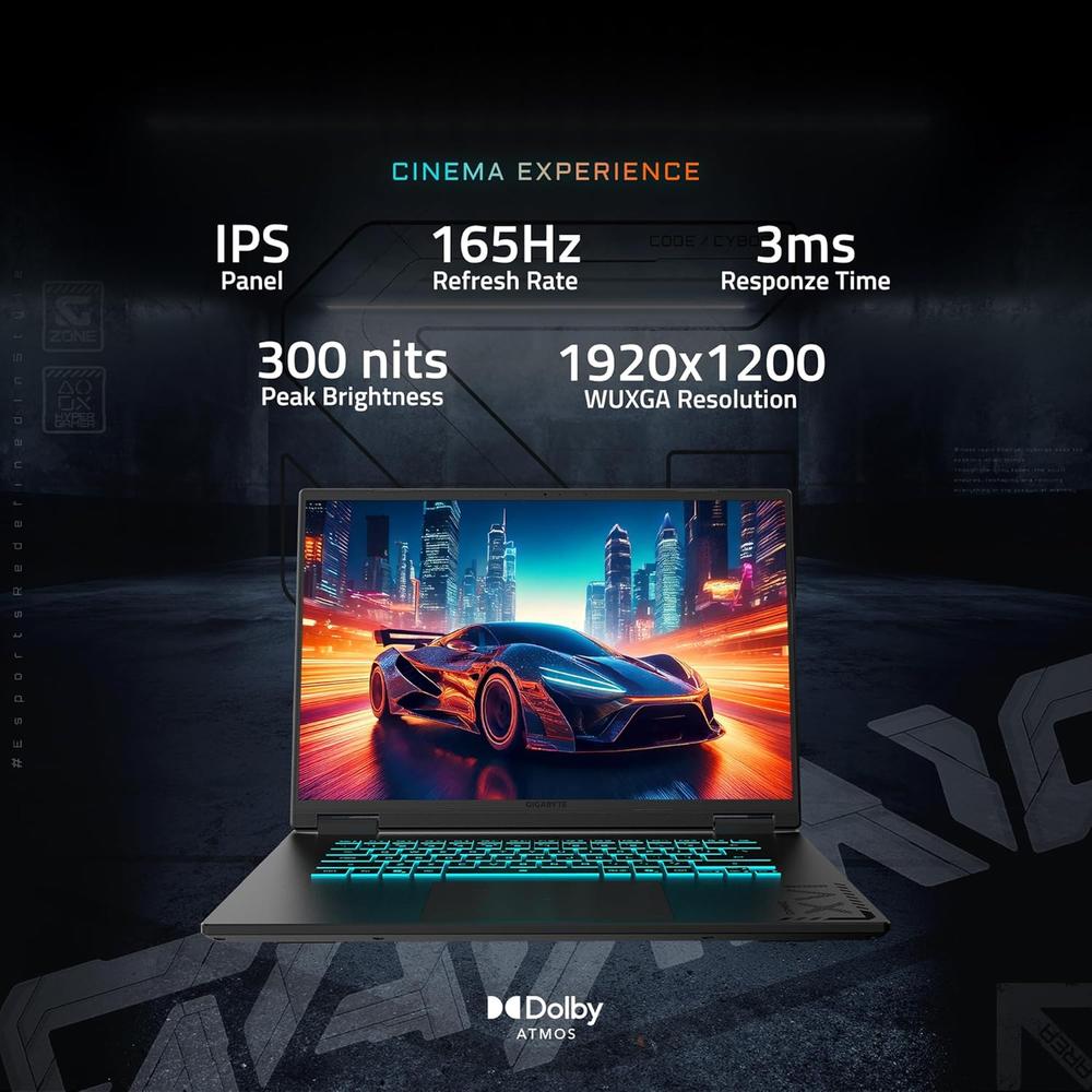 LAPTOP GIGABYTE GAMING A16 16″ INTEL CORE I7 RTX 5070 16GB 1TB | NEGRO - 5