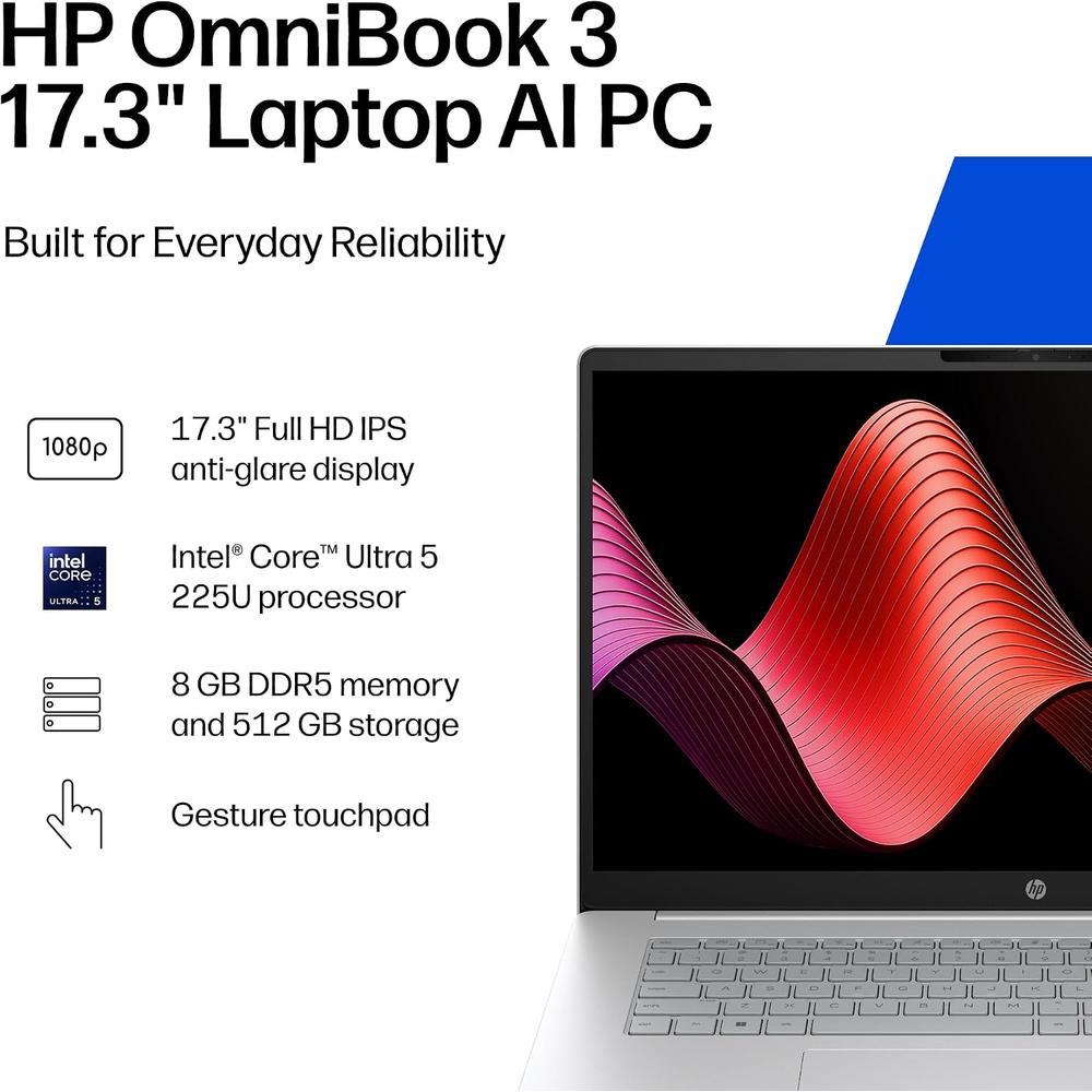 LAPTOP HP OMNIBOOK 3 17.3″ INTEL ULTRA 5 8GB 512GB | PLATA GLACIAR - 2