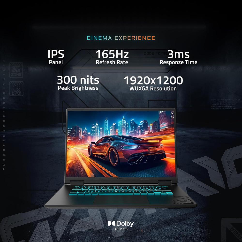 LAPTOP GIGABYTE GAMING A16 16″ INTEL CORE I7 RTX 5050 16GB 512GB | NEGRO - 5