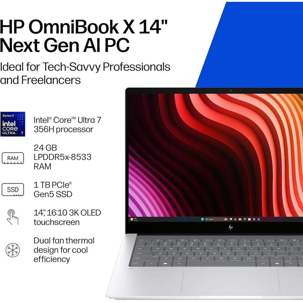 LAPTOP HP OMNIBOOK X 14″ INTEL ULTRA 7 24GB 1TB | PLATA GLACIAR - 2