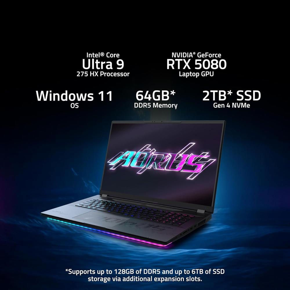 LAPTOP GIGABYTE AORUS MASTER 18 18″ INTEL ULTRA 9 RTX 5080 32GB 2TB | NEGRO - 2
