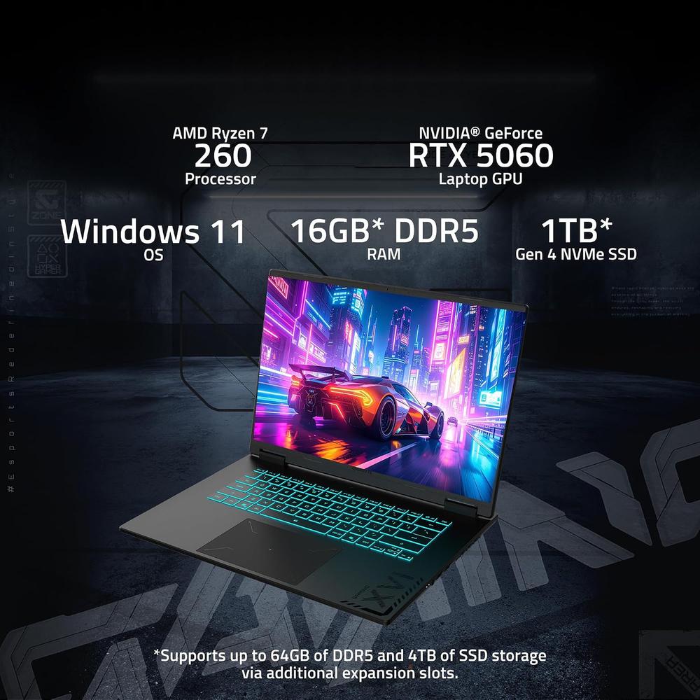 LAPTOP GIGABYTE GAMING A16 16″ RYZEN 7 RTX 5060 16GB 1TB | NEGRO - 2