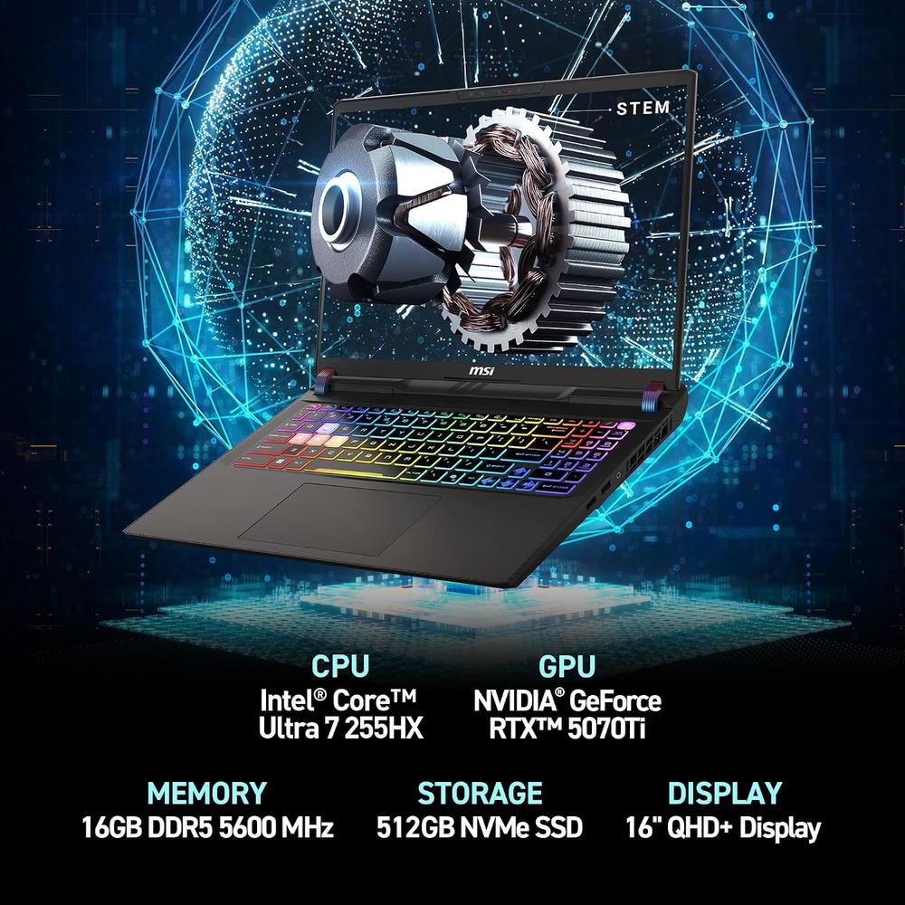 LAPTOP MSI VECTOR 16 HX AI 16″ INTEL ULTRA 7 RTX 5070 TI 16GB 512GB | GRIS COSMOS - 2