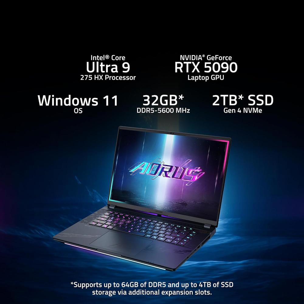 LAPTOP GIGABYTE AORUS MASTER 16 16″ INTEL ULTRA 9 RTX 5090 32GB 2TB | NEGRO - 2
