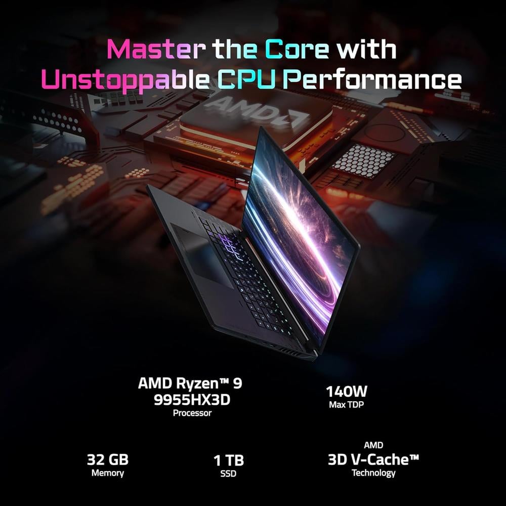 LAPTOP GIGABYTE AORUS MASTER 16 GEN 2 16″ RYZEN 9 RTX 5080 32GB 1TB | NEGRO 5° - 3