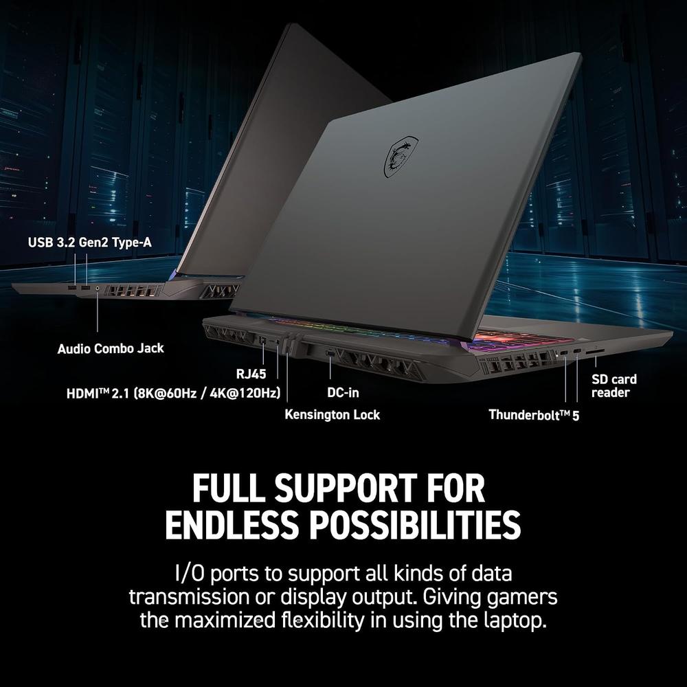 LAPTOP MSI VECTOR 16 HX AI 16″ INTEL ULTRA 9 RTX 5070 TI 16GB 1TB | GRIS COSMOS - 6
