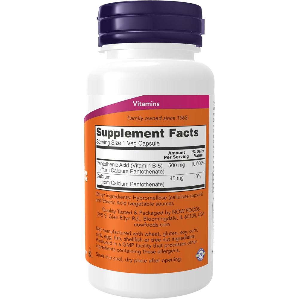 VITAMINA B5 NOW FOODS 500 MG 100 CÁPSULAS - 3