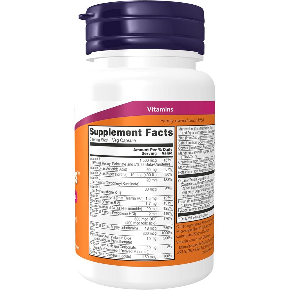 DAILY VITS NOW FOODS MULTIVITAMÍNICO 30 CÁPSULAS | PACK 4 - 3