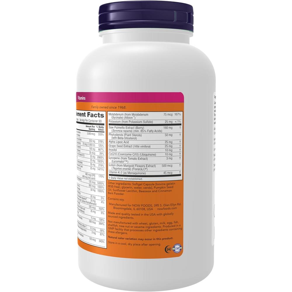ADAM MULTIVITAMÍNICO PARA HOMBRE NOW FOODS 180 CÁPSULAS BLANDAS - 4