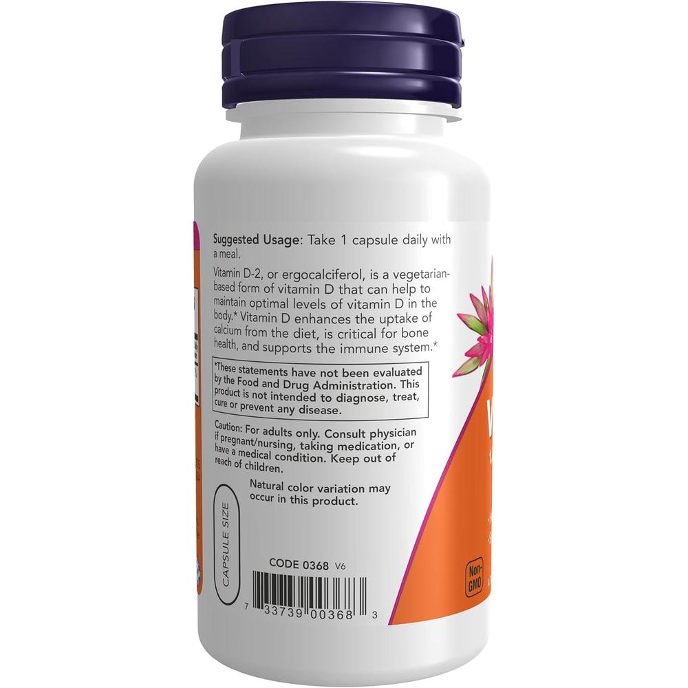 VITAMINA D2 NOW FOODS 1000 UI 120 CÁPSULAS | PACK 3 - 4