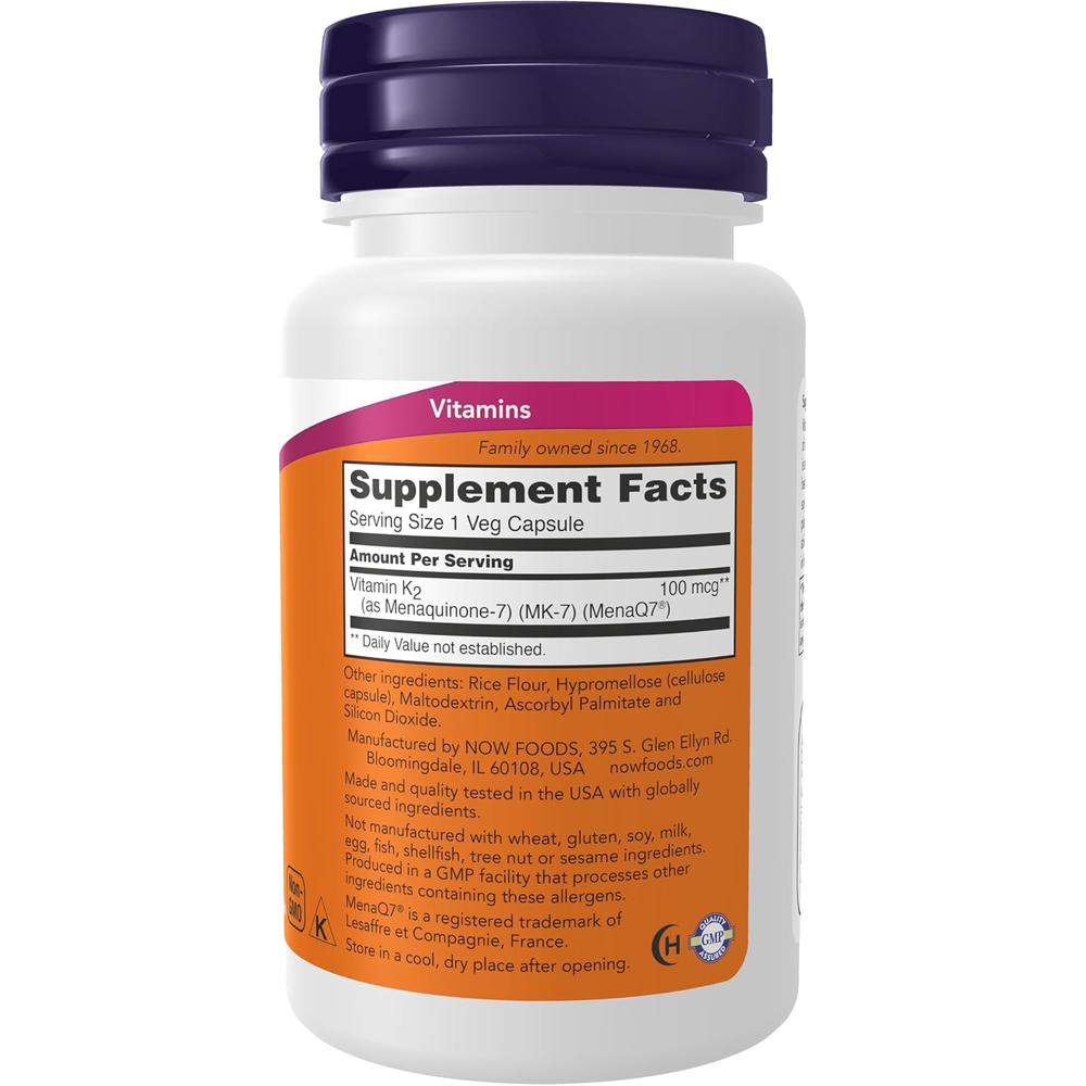 VITAMINA K2 MK-7 NOW FOODS 100 MCG 60 CÁPSULAS - 3