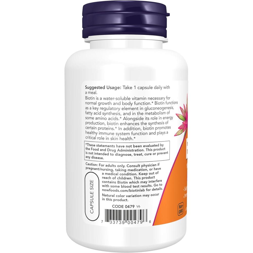 BIOTINA NOW FOODS 10 MG / 10000 MCG 120 CÁPSULAS - 4