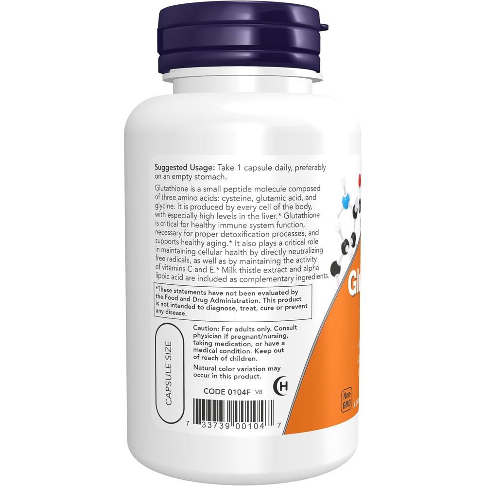 GLUTATIÓN NOW FOODS 500 MG CON CARDO MARIANO + ÁCIDO ALFA LIPOICO 60 CÁPSULAS - 4