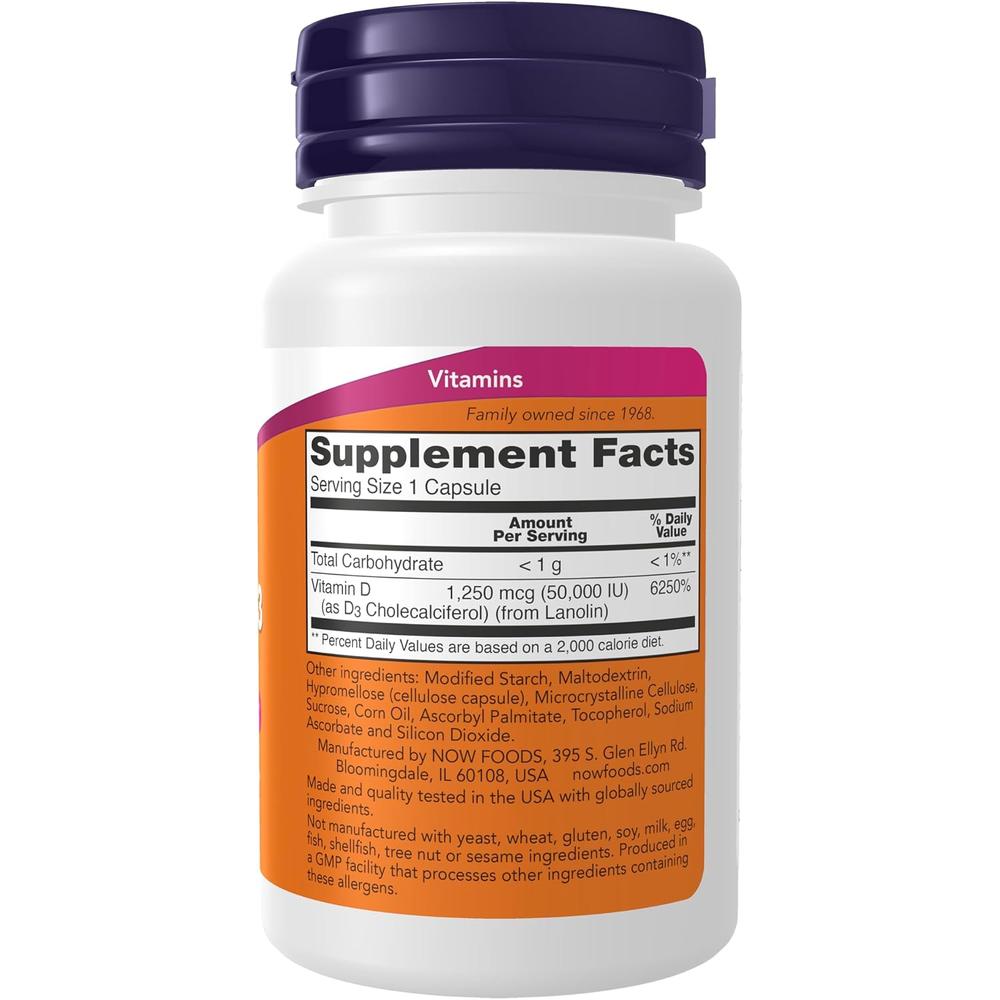 VITAMINA D3 NOW FOODS 50000 UI 15 CÁPSULAS - 3