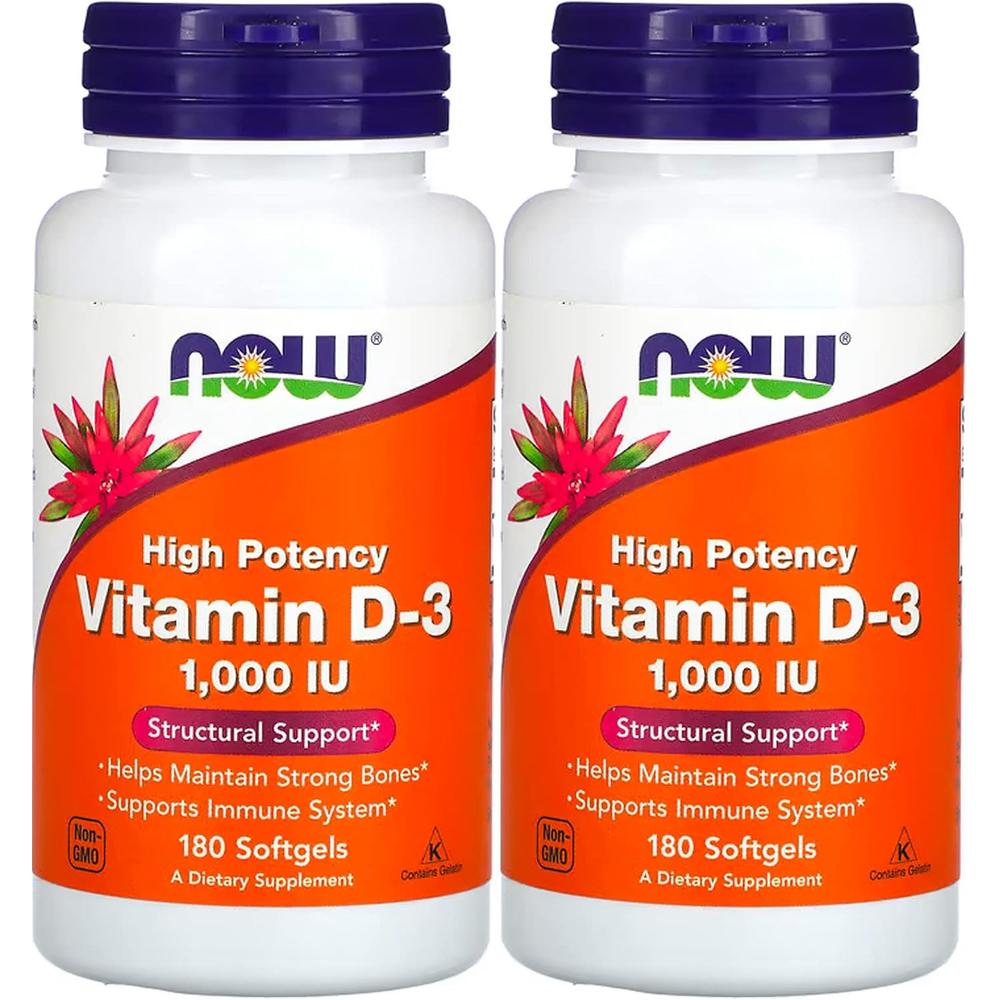 VITAMINA D3 NOW FOODS 1000 UI 180 CÁPSULAS BLANDAS | PACK 2 - 2