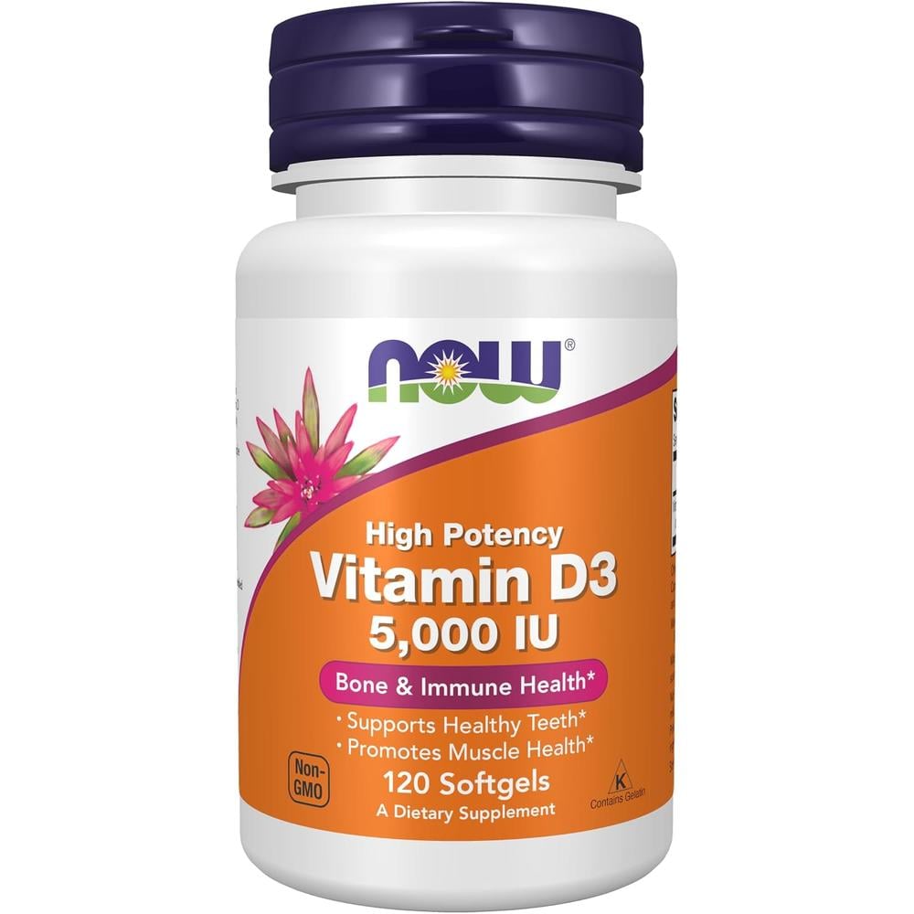 VITAMINA D3 NOW FOODS 5000 UI 120 CÁPSULAS BLANDAS - 1