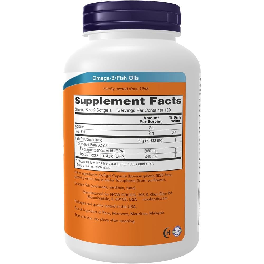 OMEGA-3 NOW FOODS 180 EPA / 120 DHA 200 CÁPSULAS BLANDAS - 3
