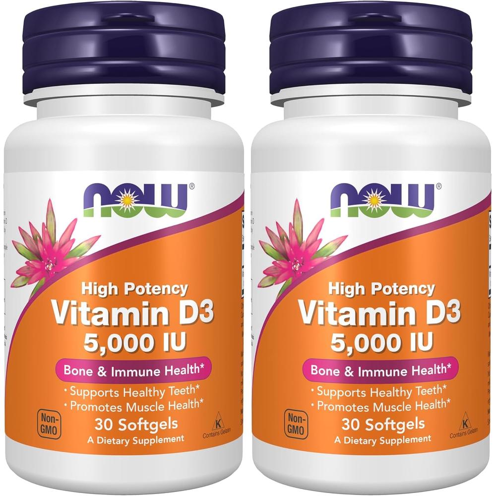VITAMINA D3 NOW FOODS 5000 UI 30 CÁPSULAS BLANDAS | PACK 2 - 2