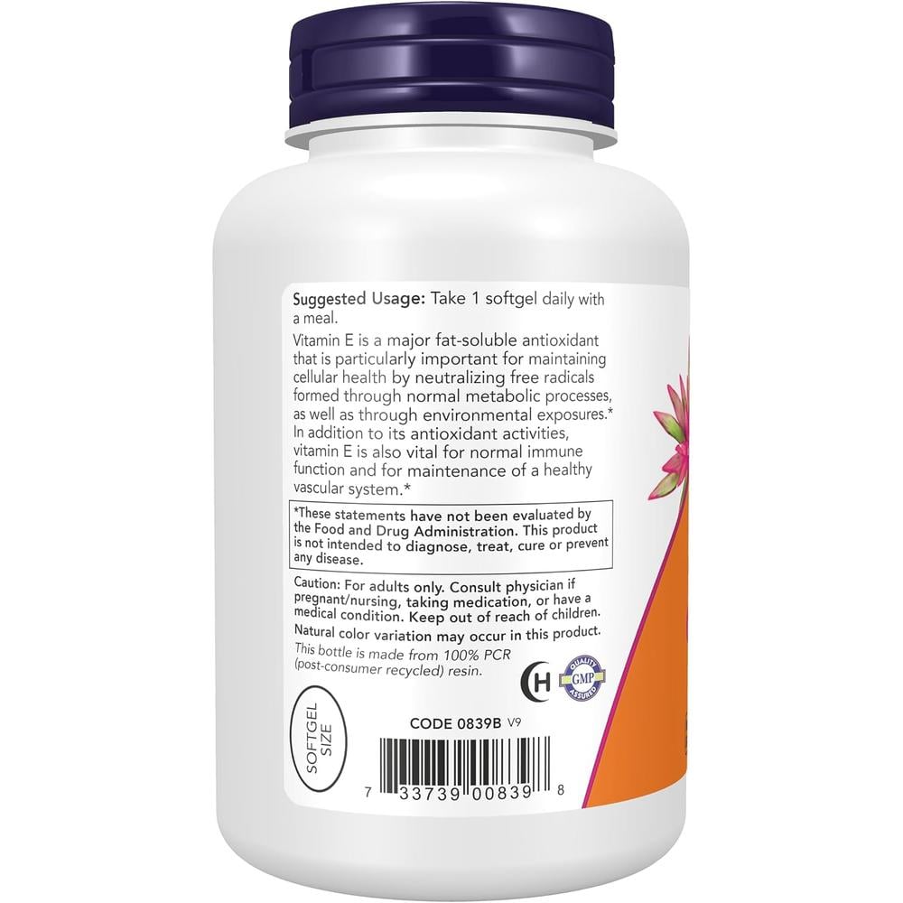 VITAMINA E NOW FOODS 400 UI 250 CÁPSULAS BLANDAS - 4