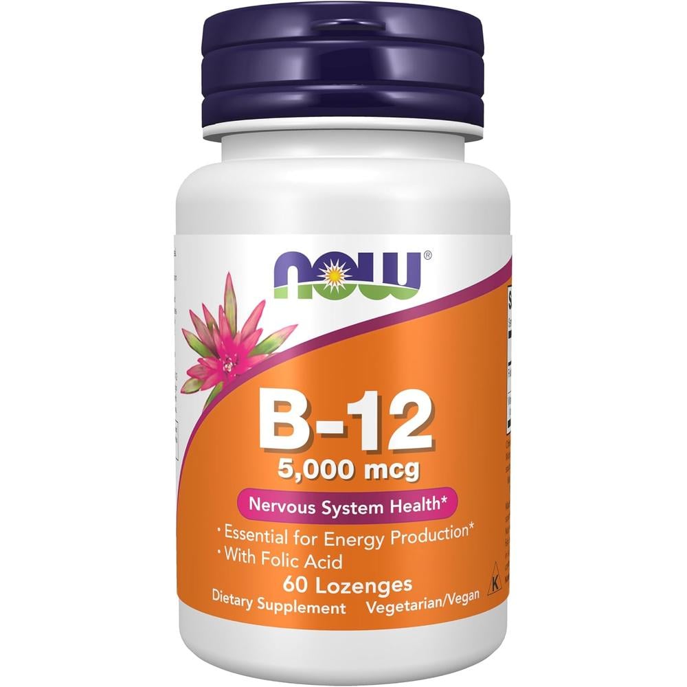 VITAMINA B12 NOW FOODS 5000 MCG CON ÁCIDO FÓLICO 60 PASTILLAS - 2