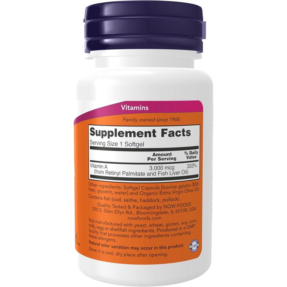 VITAMINA A NOW FOODS 10000 UI 100 CÁPSULAS BLANDAS - 3