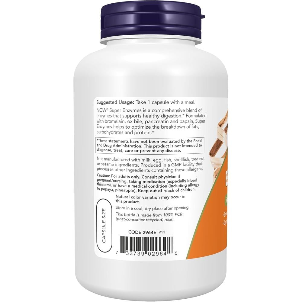 SUPER ENZYMES NOW FOODS 180 CÁPSULAS - 4