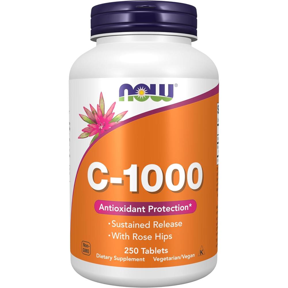 VITAMINA C NOW FOODS 1000 MG CON ESCARAMUJO 250 TABLETAS - 1