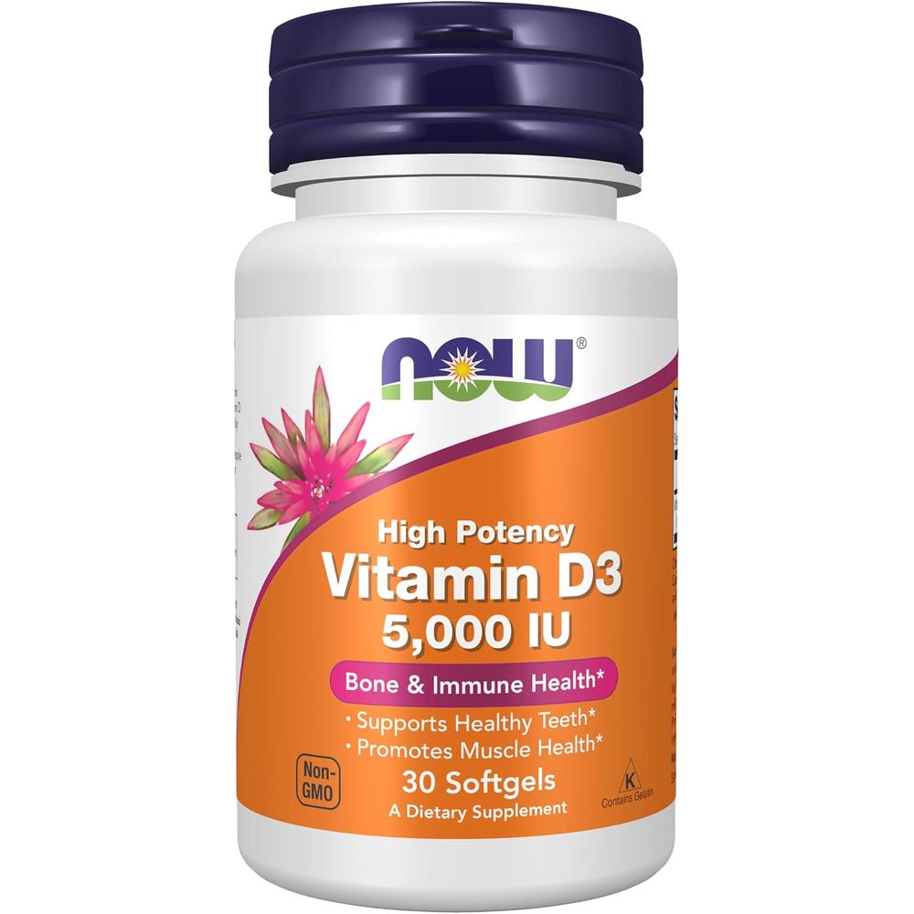 VITAMINA D3 NOW FOODS 5000 UI 30 CÁPSULAS BLANDAS - 1