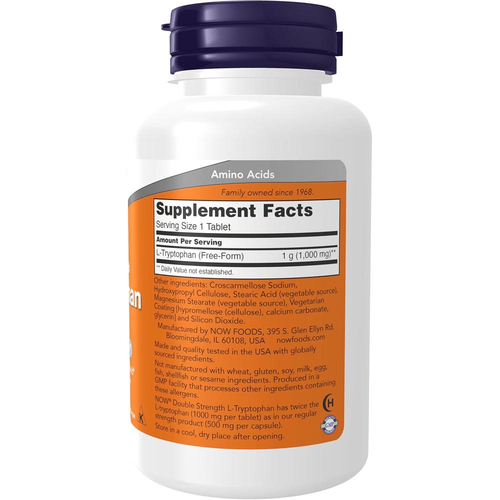 L-TRIPTÓFANO NOW FOODS 1000 MG 60 TABLETAS - 3