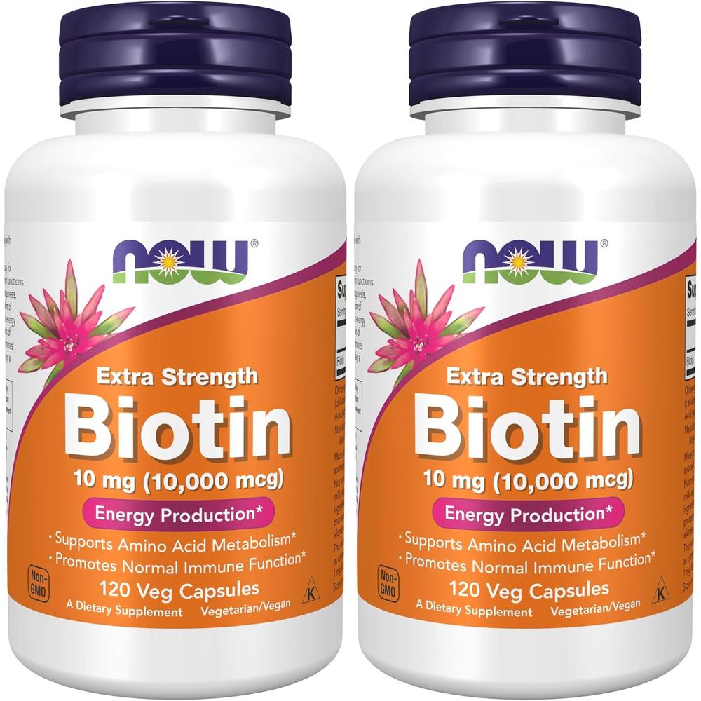 BIOTINA NOW FOODS 10 MG / 10000 MCG 120 CÁPSULAS | PACK 2 - 1