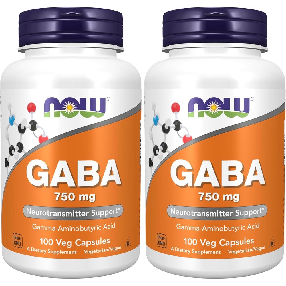GABA NOW FOODS 750 MG 100 CÁPSULAS | PACK 2 - 1
