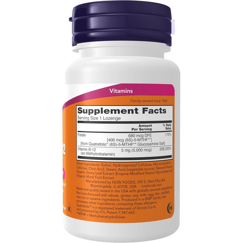 METIL B12 NOW FOODS 5000 MCG 120 PASTILLAS - 3