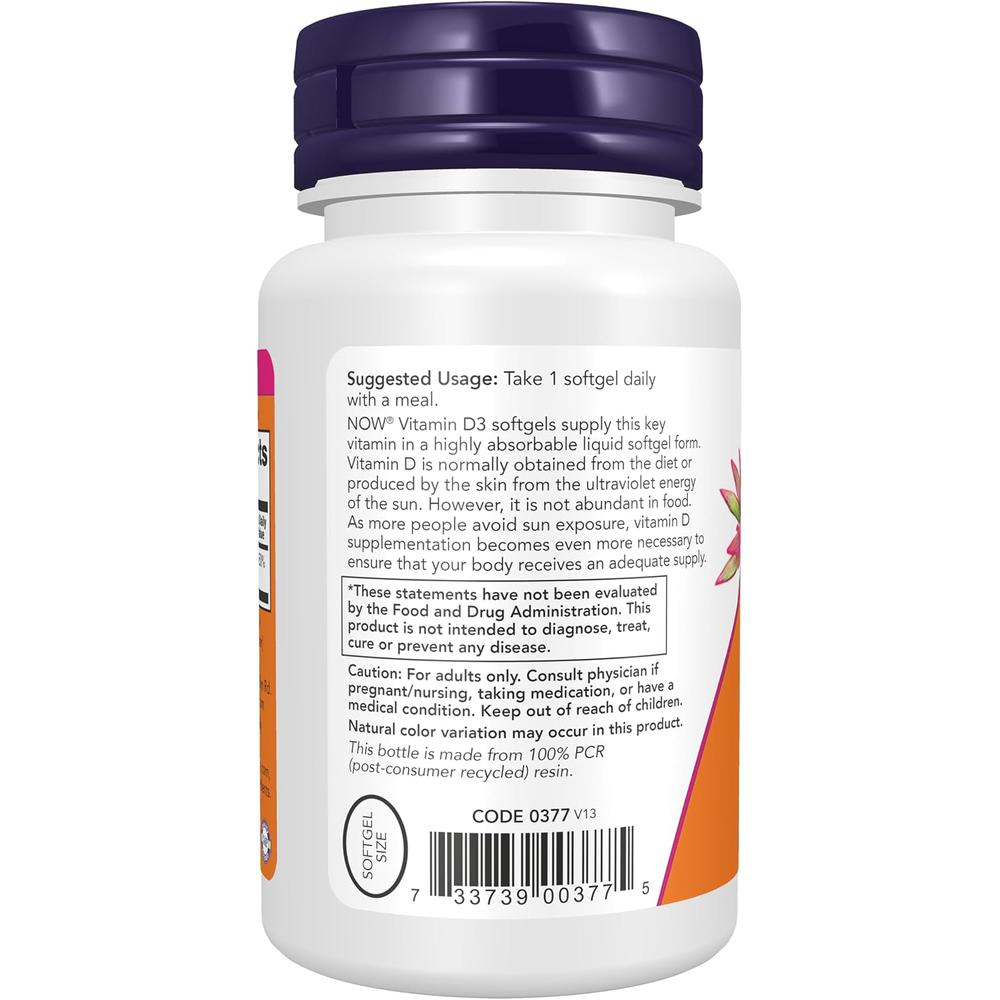 VITAMINA D3 NOW FOODS 2000 UI 240 CÁPSULAS BLANDAS - 4