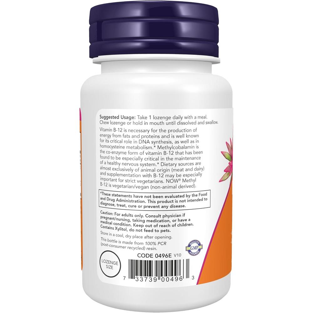 METIL B12 NOW FOODS 5000 MCG 60 PASTILLAS - 4