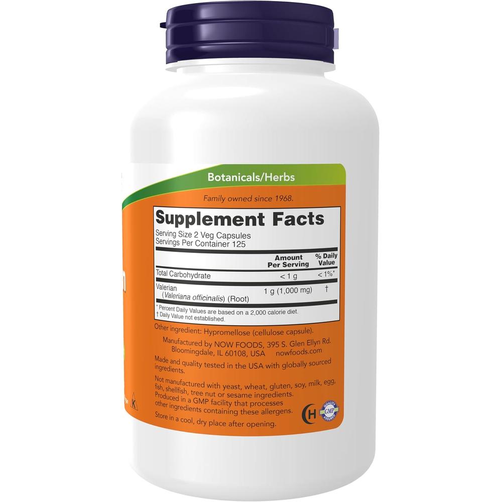RAÍZ DE VALERIANA NOW FOODS 500 MG 250 CÁPSULAS - 3