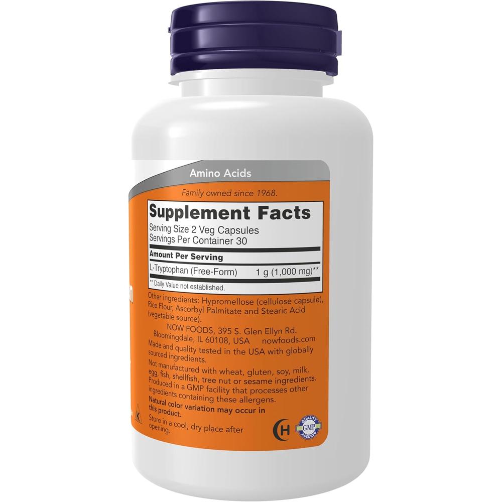 L-TRIPTÓFANO NOW FOODS 500 MG 60 CÁPSULAS - 3