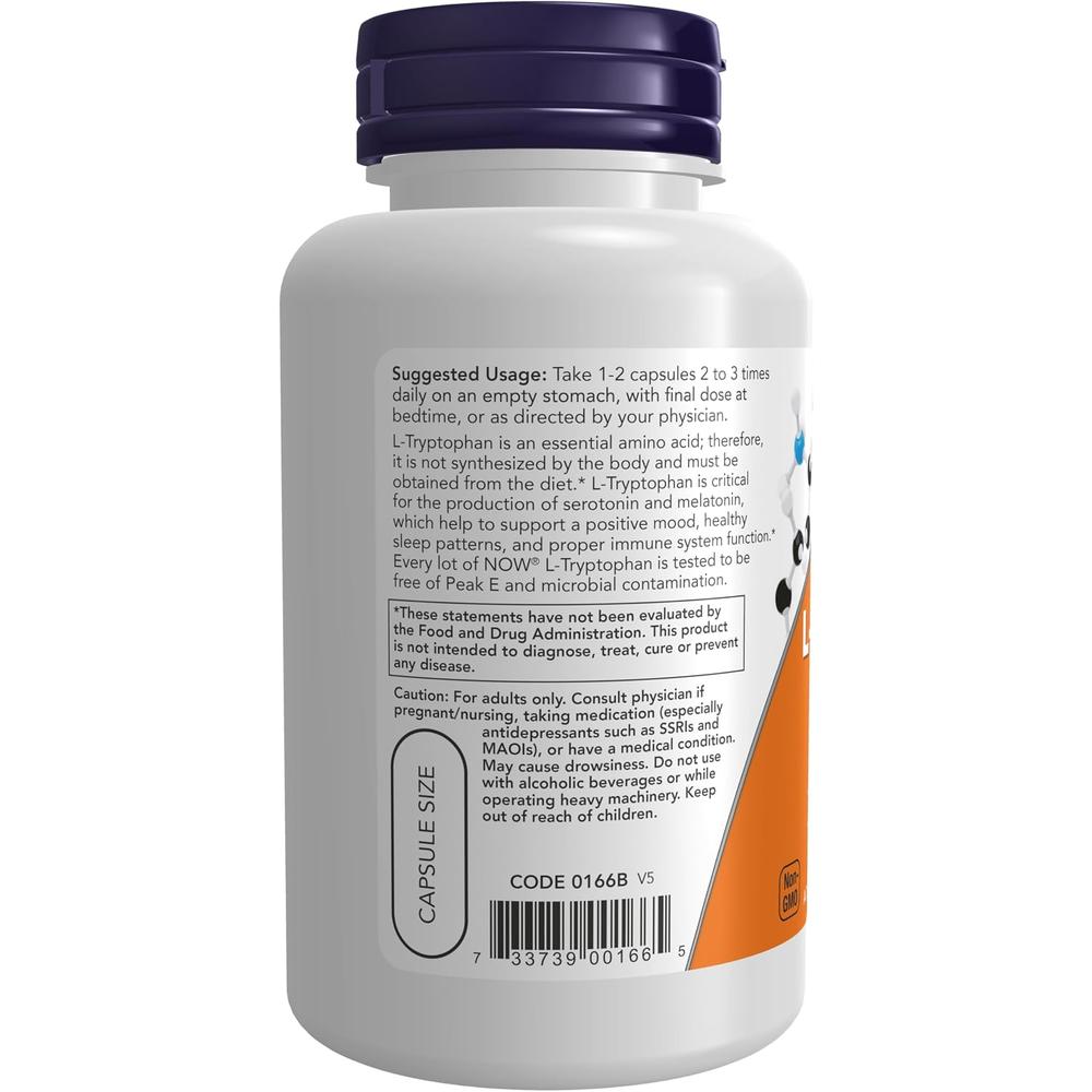L-TRIPTÓFANO NOW FOODS 500 MG 60 CÁPSULAS - 4