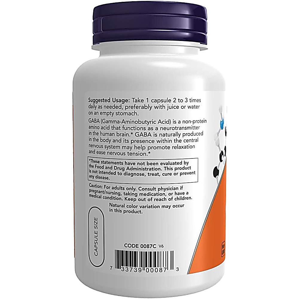 GABA NOW FOODS 500 MG 100 CÁPSULAS | PACK 2 - 4