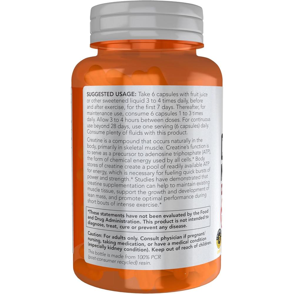 CREATINA MONOHIDRATO NOW SPORTS 750 MG 120 CÁPSULAS | PACK 2 - 4