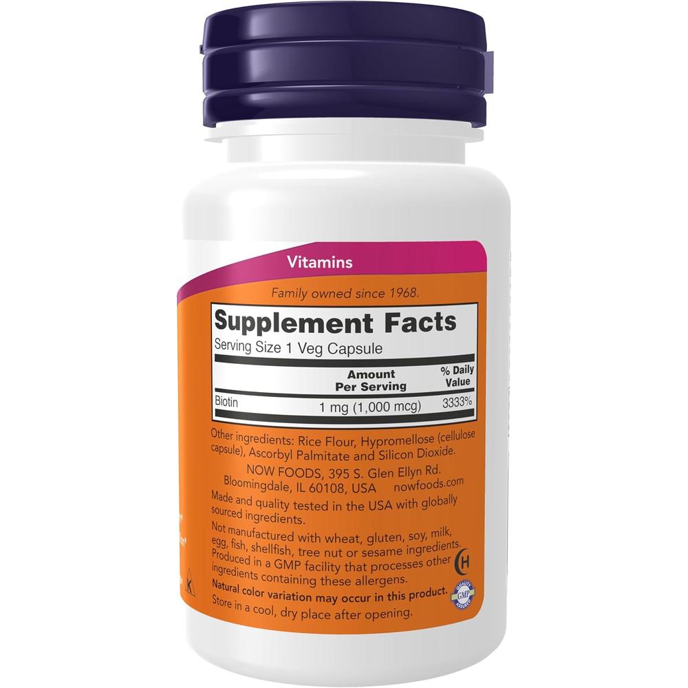 BIOTINA NOW FOODS 1000 MCG 100 CÁPSULAS - 3