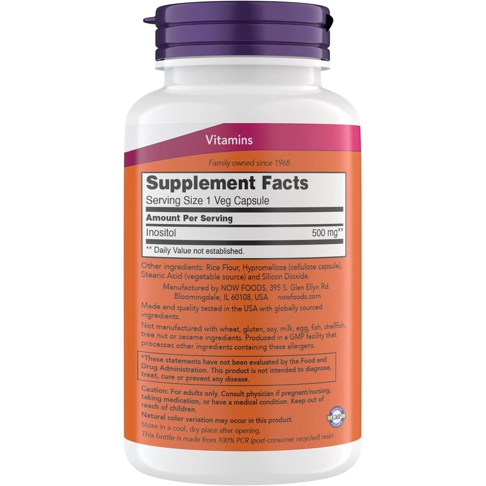 INOSITOL NOW FOODS 500 MG 200 CÁPSULAS - 3